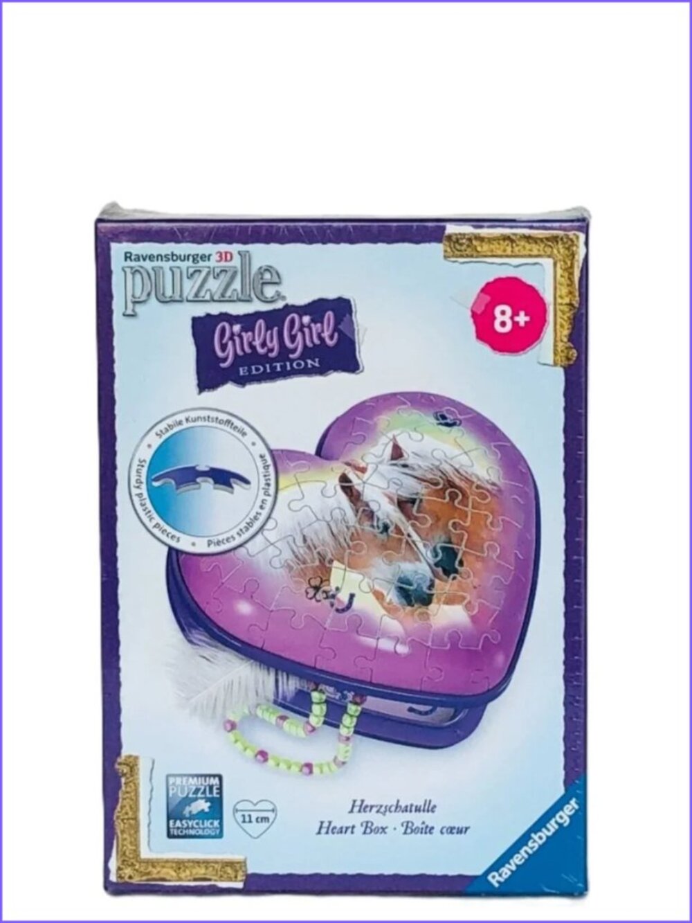 Ravensburger  3D Puzzle  - Heart Shaped Storage Box - Horses 54 Piece New In Box